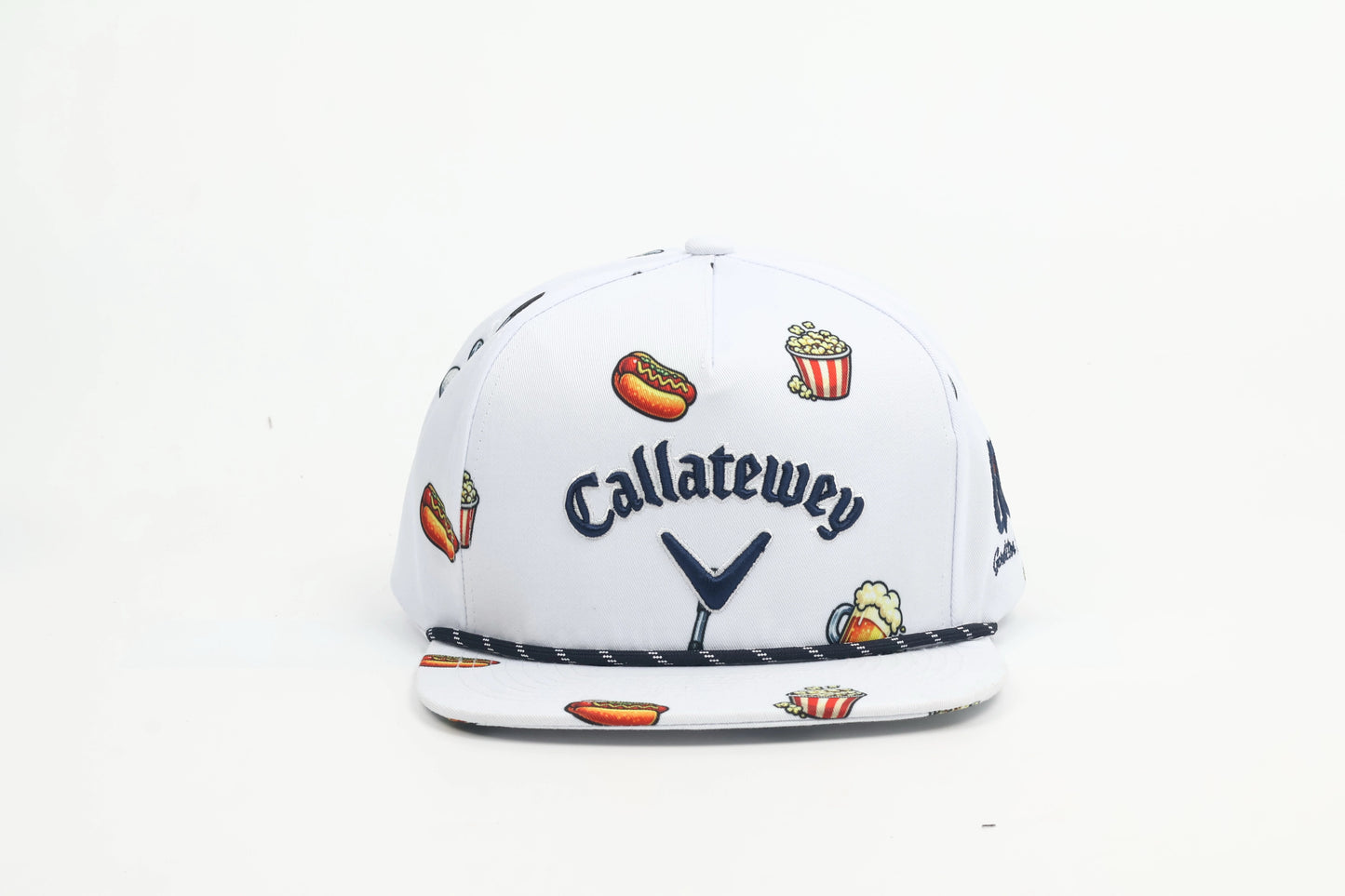 White with blue stitching