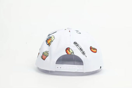 White with blue stitching